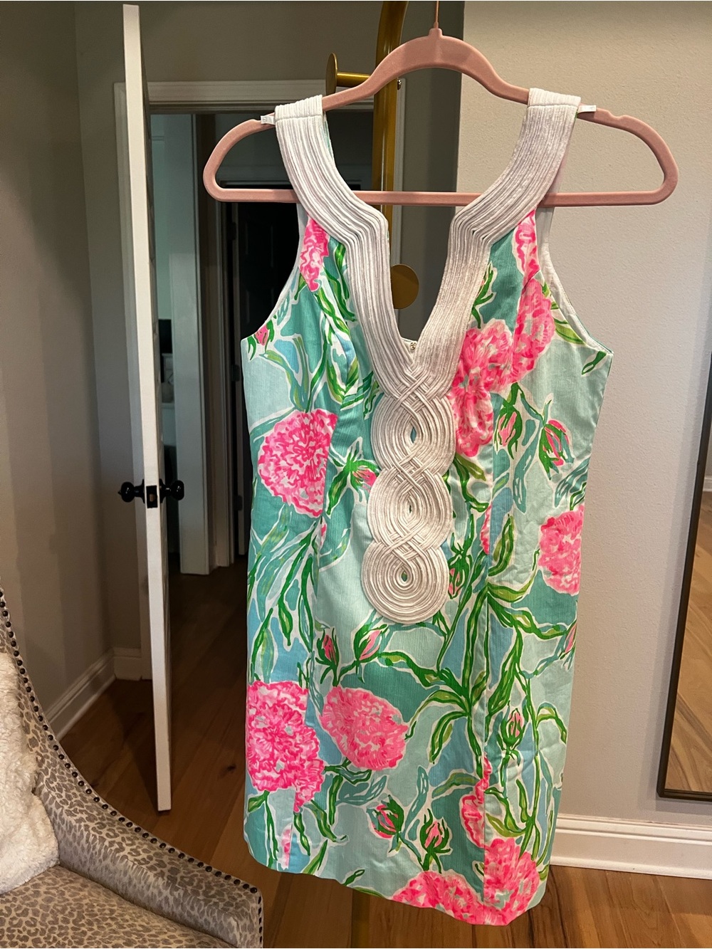 Lilly Pulitzer Aqua & Pink Floral Shift Dress